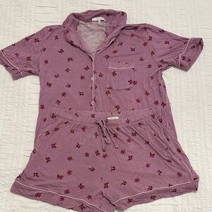 Love & Lore Pink Floral Short Pajama Set - Soft Lounge Shorts & Top